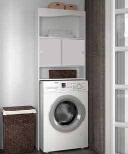 Kast Voor Wasmachine, Droger Of Toilet Willa - Wit - Symbiosis - Wasmachine Ombouw - Wit - Melamine; Spaanplaat — thumbnail 1