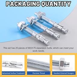 Wigankers 3/8" x 3" Verzinkt Heavy Duty Bevestiging voor Beton - 20 Stuks — thumbnail 4
