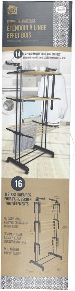Home Deco Factory Wasrek/droogrek - zwart - metaal - 73 x 64 x 173 cm - staand - drogen — thumbnail 3