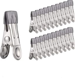30 roestvrijstalen wasknijpers, multifunctionele antislip metalen wasknijpers, te gebruiken voor het vastklemmen van sokken, schoenen, handdoeken, voedselverpakkingen en foto's (grijs). — thumbnail 1