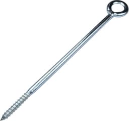 Allecta - Set van 2 schroefhaken oogring voor buissteigers - voor houten net - wandbevestiging - van staal - zilverkleurig - Ø12x300mm. — thumbnail 3