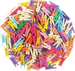 200 Stuks Mini Houten Wasknijpers - Gekleurde Kleine Houtjes voor Fotodagboek, Kaarten en Knutselprojecten — thumbnail 1