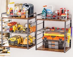 Wandplanken voor Wasserij met Metalen Manden - 3 Laags Opslagplanken voor Badkamer en Keuken — thumbnail 5