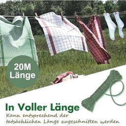 Waslijn 20 m met stalen kern - Roestvrij, waterdicht, voor huishouden, tuin en camping — thumbnail 4