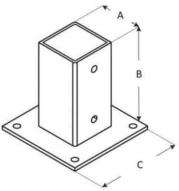 Vierkante Ankerbeugel voor Posten 120 x 120 mm - Gegalvaniseerde Staalbasis voor Concreet, Hekken, en Tuinhuisjes — thumbnail 5