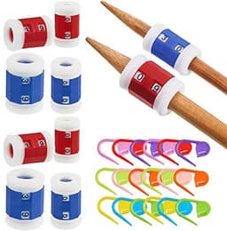 Set met rijenteller en haaknaalden, inclusief 12 regeltellers in verschillende maten en 20 stuks steekmarkeringen voor haaknaalden, kleurrijke klemmen — thumbnail 1