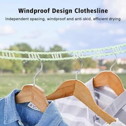 Verstelbare, Winddichte Waslijn voor Binnen en Buiten - 3-pack Kledinglijnen en Drooglijnen — thumbnail 2