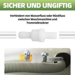Terugslagklep voor Afvoerslangen - 10 mm Diameter, Geschikt voor Wasmachines en Drogers — thumbnail 3