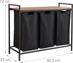 Wassorteerder met 3 vakken - 120 liter - plank - bruin — thumbnail 5