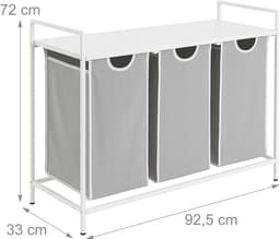 Wassorteerder met 3 vakken - 120 liter - plank - wit — thumbnail 3