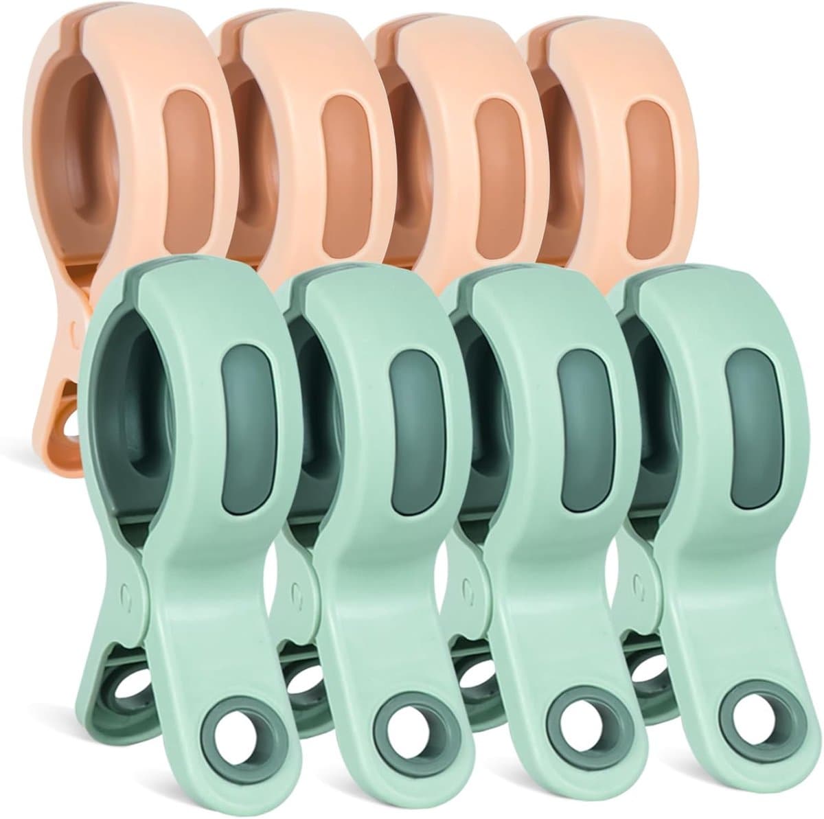 8 Stuks - Wasknijpers - Knijpers - Plastic Quiltclips - Strandhanddoekclips - Droogrek knijpers - Wasrek knijpers - Binnen en buiten - Wasknijpers soft grip - Multicolor — afbeelding 1