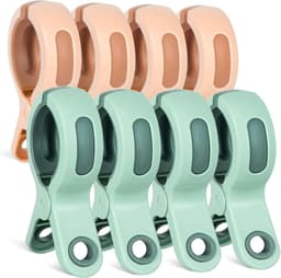8 Stuks - Wasknijpers - Knijpers - Plastic Quiltclips - Strandhanddoekclips - Droogrek knijpers - Wasrek knijpers - Binnen en buiten - Wasknijpers soft grip - Multicolor — thumbnail 1