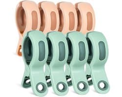 8 Stuks - Wasknijpers - Knijpers - Plastic Quiltclips - Strandhanddoekclips - Droogrek knijpers - Wasrek knijpers - Binnen en buiten - Wasknijpers soft grip - Multicolor