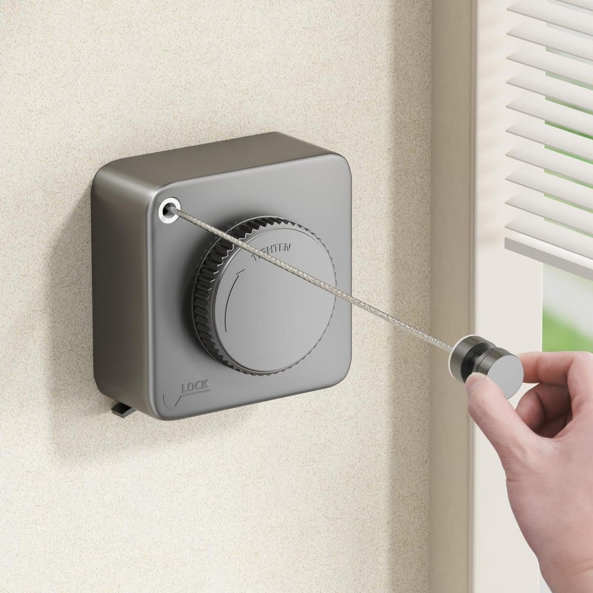 Ynkkvre - Waslijn - Wasdraad - Uittrekbare Waslijn - Wanddroogrek - Stalen Gevlochten - Anti-doorhang Ontwerp - Maximale Lengte 4,6 Meter - Draagvermogen tot 18 kg - Roestvrij Stalen Kabel - Eenvoudige Installatie — afbeelding 1