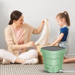 Elution Campingwasmachine - 45 liter mini reiswasmachine - antibacterieel - blauw licht - opvouwbare wasmachine - ondergoed sokken - babykleding - blauw — thumbnail 3