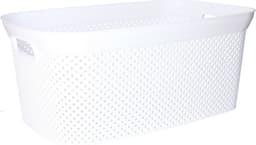 Wasmand - 2x - wit - kunststof - 34 x 54 x 23 cm - 35 liter - met handvatten - manden voor wasgoed — thumbnail 3