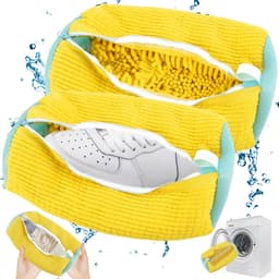Schoenwaszak wasmachine - multi-bescherming - dikke waszak - verhoogde wrijving - 360 graden rondom reiniging - anti-wikkel - geel - 39 x 19 cm — thumbnail 1