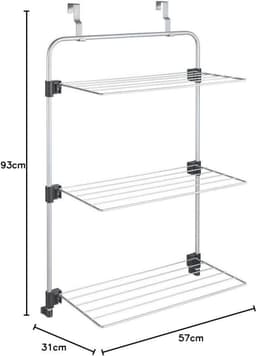 Wanddroogrek wasdroger over de deur- grijze Epotherm-coating - 35 x 58 x 87 cm Wanddroogrek — thumbnail 5
