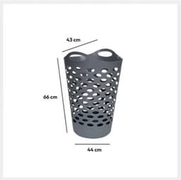 5Five Flexibele wasmand/opbergmand - rond - grijs - 60 liter - D41 x H66 cm — thumbnail 3