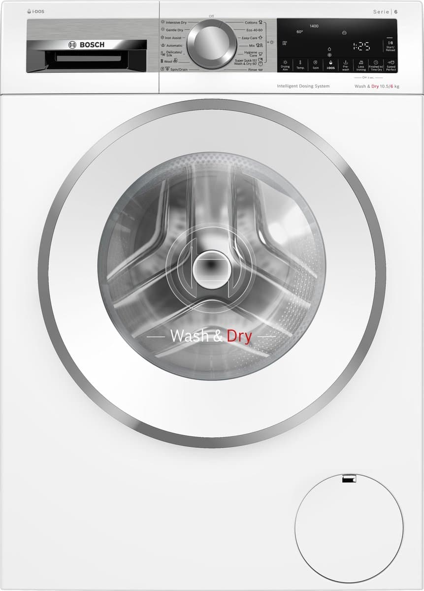 Bosch WNG254A9BY - Serie 6 - Was-droogcombinatie - Wassen en drogen in 1 keer - Extra stil - 10.5/6 kg - 1400 rpm - Automatisch doseren - Met stoom - ENG Display — afbeelding 1