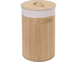 Wasmand MCW-C21, Wasbox Wasbox Wasbox, bamboe rond 59x35cm 50l ~ natuurlijke kleur