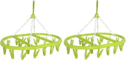 Droogcarrousel/droogmolen groen met 20 knijpers 41 x 32 cm - 3x - Droogrek/Droogmolen/Wasrekje — thumbnail 2
