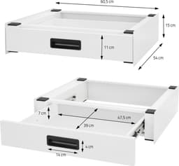 Tussenbouwframe voor wasmachine Aansluitframe met lade 60,5x54 cm in wit ML-Design — thumbnail 5