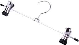10-pack roestvrijstalen metalen broekkleerhanger kledingrek broekrekbeugel met 2 verstelbare clips — thumbnail 2