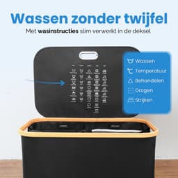 Wasmand 2 Vakken - 150L - Groot formaat - Met uitneembare Waszakken - Wasmand met Deksel - Sterk materiaal - Wassorteerder Zwart - Hanamura — thumbnail 3