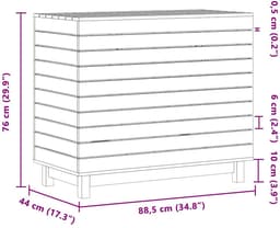 vidaXL - Wasmand - 88,5x44x76 - cm - massief - grenenhout — thumbnail 2