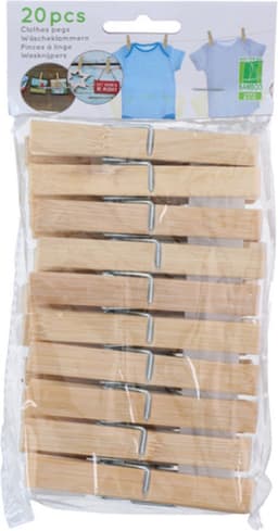 Bamboe wasknijpers - 40x - hout - 9 cm — thumbnail 3