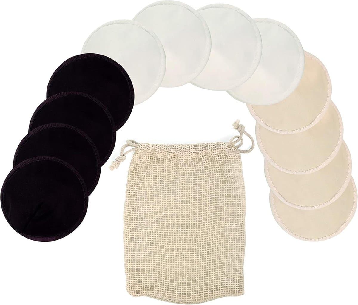 Herbruikbare wasbare Zoogcompressen - Set van 12 stuks - Maat L - Diameter 12 cm - Cup B-D wasbare zoogcompressen — afbeelding 1
