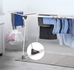 EASYmaxx Opvouwbaar Droogrek 2500 – XXL Telescopisch Droogrek met 25 m Drooglengte, Uitschuifbaar tot 260 cm, met Wieltjes, Voor Binnen- en Buitendrogen — thumbnail 2