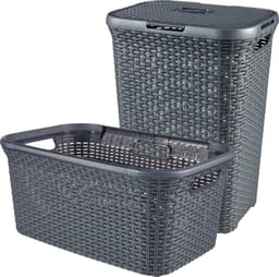 Curver Style Wasmand met Deksel 60L + Wasmand 45L - Antraciet — thumbnail 1