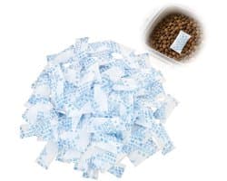 100 zakjes van silica voor levensmiddelen, 1 g, vochtabsorberend, vochtbestendig, voor levensmiddelen/sieraden/elektronica/leer, veilig papier, niet giftig, duurzaam