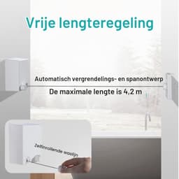 Intrekbare Waslijn - Zilver - 4,2 m - Heavy Duty Wandmontage - Voor Binnen en Buiten — thumbnail 2