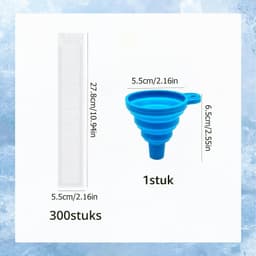 Herbruikbare Waterijskoudbakjes met Trechter - Transparant - 5,5 x 28 cm - Duurzaam PE Materiaal - Voor Zelfgemaakte IJsjes en Smoothies — thumbnail 4