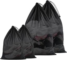 Wasnetten - Zwart - 2 grote en 2 kleine zakken - Scheurbestendig Polyester - Voor Kleding en Reis — thumbnail 1