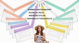 Transparante Geldzak Set van 6 - Klein - PVC Muntzakken met Rits - Voor Documenten en Cosmetica — thumbnail 2