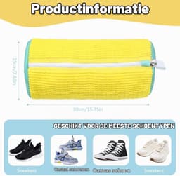 Schoenwaszak voor de Wasmachine - Geel/Grijs - Herbruikbaar en Vervormingsbestendig - Voor Schoenen en Kleding — thumbnail 4