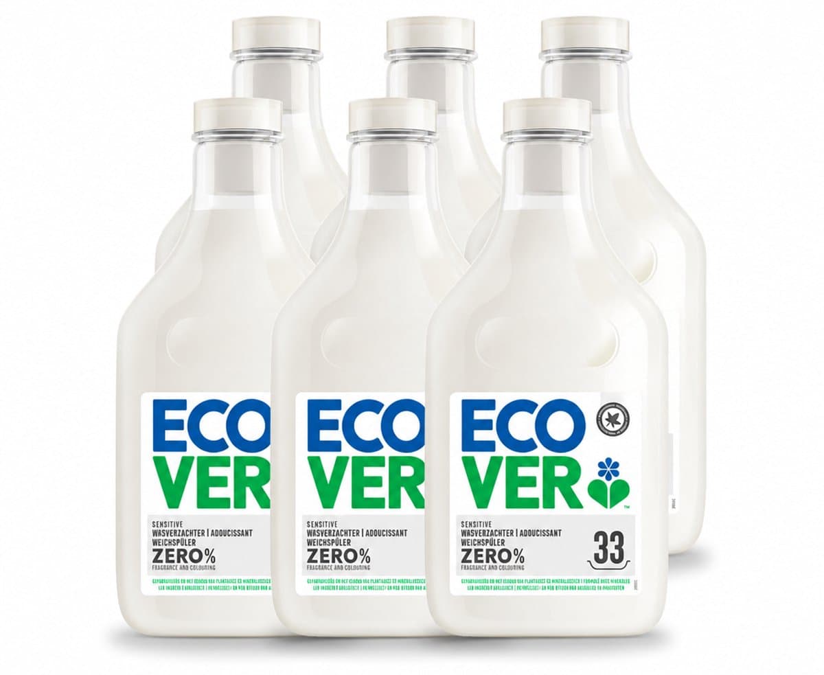 6 x Ecover - Wasverzachter Zero - Zonder geurstoffen - 1 liter - 33 wasbeurten - Voordeelverpakking - 6 stuks — afbeelding 1
