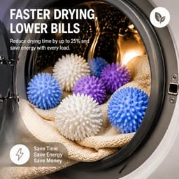 12 wasballen voor droger, herbruikbare wasballen voor droger en wasmachine, vervanging voor wasverzachter, anti-pilling, sneller drogen voor donsjacks en kleding (wit, blauw, paars) — thumbnail 4