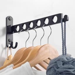 Wanddroogrek, verborgen opklapbaar droogrek, 90° draaibaar en opklapbaar wanddroogrek, geschikt voor balkons, badkamers en hotels. — thumbnail 1
