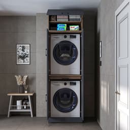 Roomart DORA-I Wasmachine Ombouwkast 70x186 cm - Antraciet Eiken — thumbnail 4