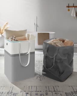 Klarven® Wasmand Duifgrijs - Opvouwbare Wastas - Wasmanden - Laundry Bag - Set van 2 - 110 Liter per Tas — thumbnail 3