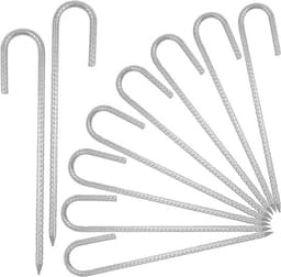10 stuks grondankers van 12 inch - Stalen J-haken, gegalvaniseerd voor trampolines, tenten en luifels — thumbnail 1