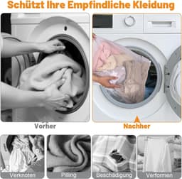 10 Stuks Herbruikbare Wasnetten voor Wasmachine - Waszak met Ritssluiting voor Beha's, Kleding en Babykleding, Ideaal voor Overhemden en Broeken — thumbnail 3