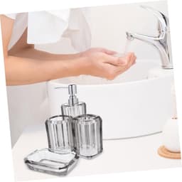 1set Badkamer Accessoires Transparante Tandborstelhouder Mondspoelbekertje Zeepdispenser Lotionfles Stijlvol Ruimtebesparend Voor Uw Badkamer — thumbnail 2