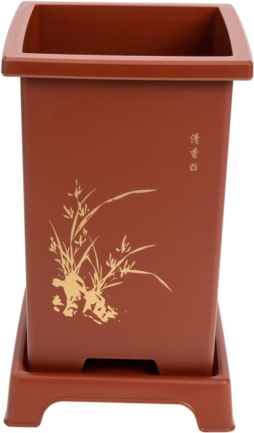 1set Eenvoudige Orchidee Bloempot Hoogwaardige Resin Flowerpot Met Tray Filtercover Voor Balkon Patio Huiskamerdecoratie Voor Thuis Kantoor — afbeelding 1