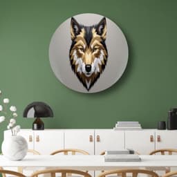 Wolf muurcirkel, Animal wandcirkels, Rond schilderij Geometrisch, Muurdecoratie industrieel, Rond schilderij, Kunst muurcirkel forex 80x80 cm — thumbnail 5
